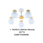 Pendant light LED Series – 74390 Series (White + Wood) - Image 2