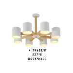 Pendant light LED Series – Model 74638/8 (White + Wood) - Image 2