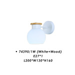 Pendant light LED Series – 74390 Series (White + Wood) - Image 4
