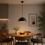 Modern Black Dome Pendant Light – E27 Hanging Ceiling Lamp (300mm) - Image 2