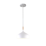 Modern Scandinavian Pendant Light – Black / White with Wood Accent (E27 Ceiling Lamp) - Image 3