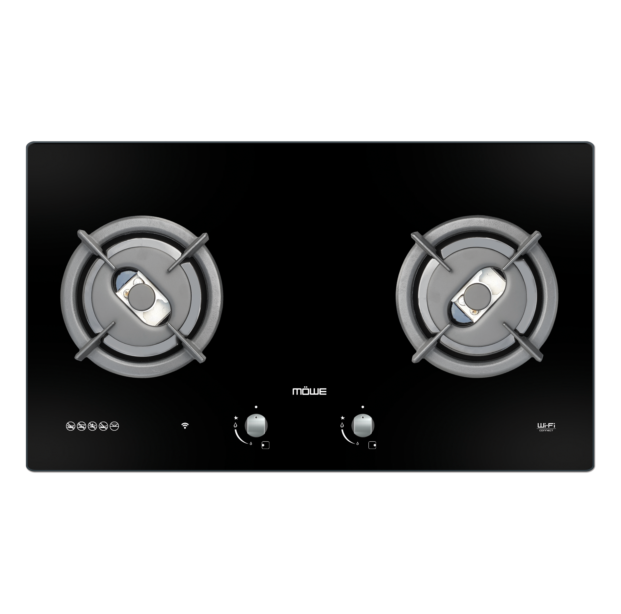 9c2c3fc744093c42495aa8ccce2985b5 Mowe 78cm Wi-Fi Hob with 2 Burners Glass - Image 1