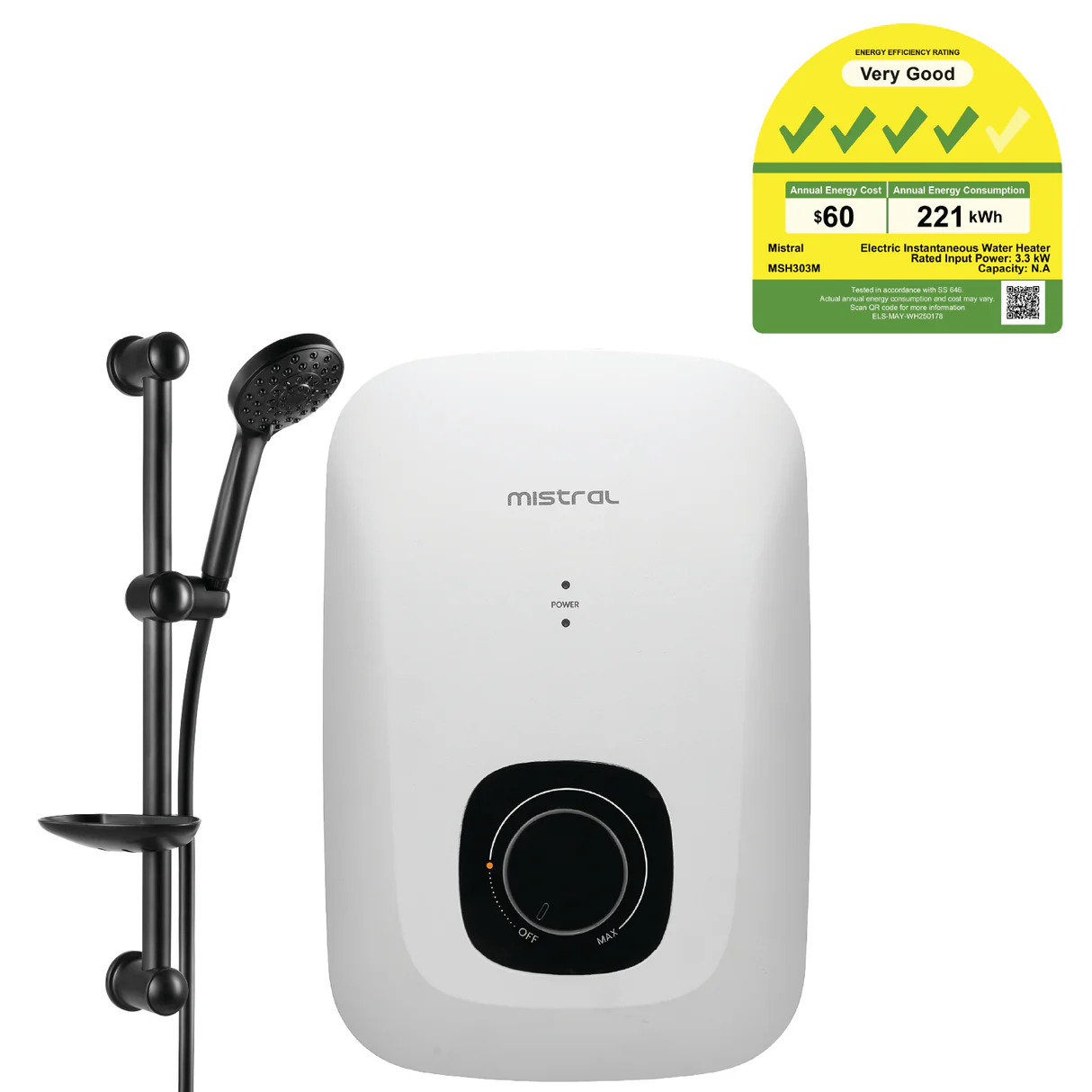 MSH303M-Front-1100x1100 MSH303M Instant Shower Heater - Image 1
