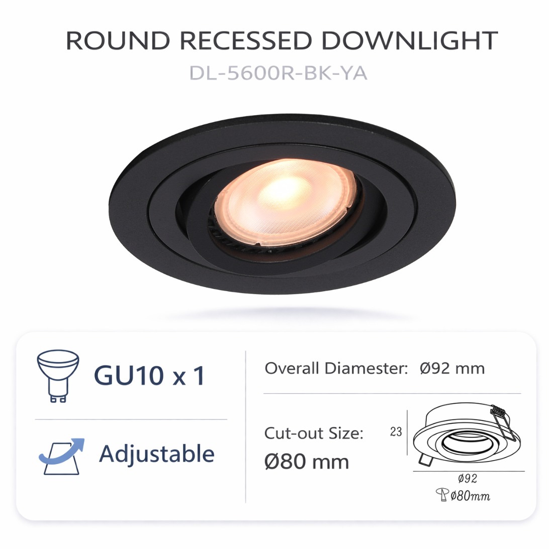 dcdf0ee7-d261-4e03-b94b-4f26da4bfdf0 Modern Adjustable Recessed Spotlight (GU10)– DL-5600r - Image 1