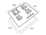 Aerogaz AZ-470F - 60cm Tempered Glass Hob 4 Burners - Image 2