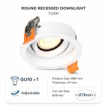 Round Recessed Downlight T2300 White/ Black
