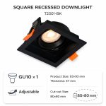 Square Recessed Downlight T2301 (White/ Black) - Image 2