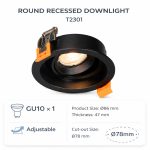 Round Recessed Downlight T2300 White/ Black - Image 2