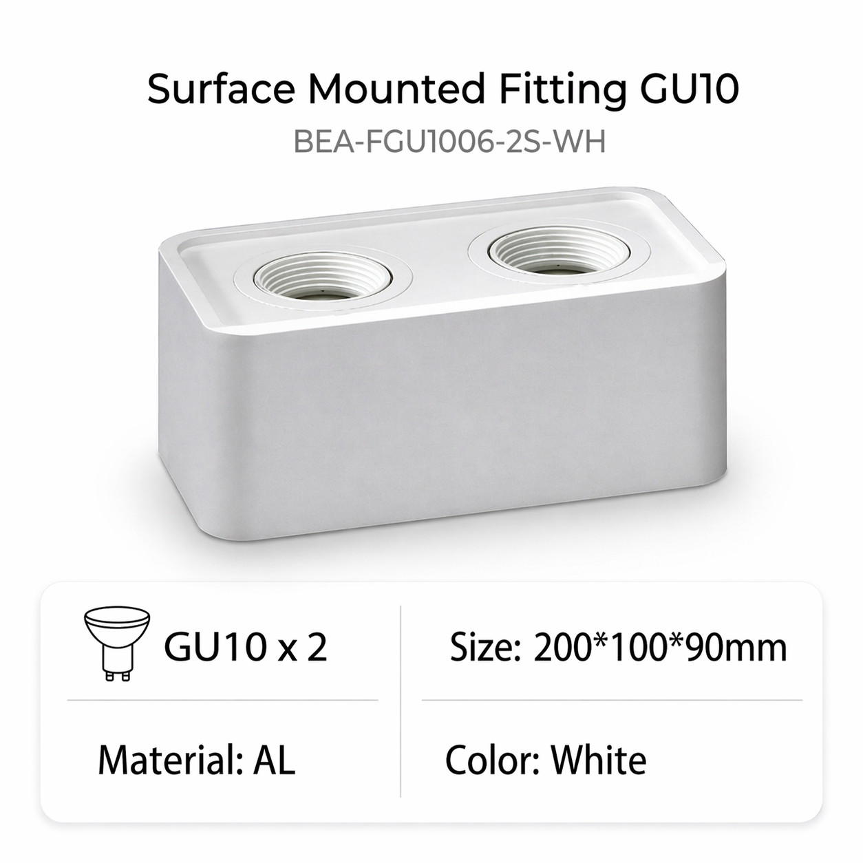 b2193c15-6f84-415d-a546-bcacf0ae4c5a Surface Mounted Fitting GU10 Without Blub-1006-2S-WH/BK - Image 1