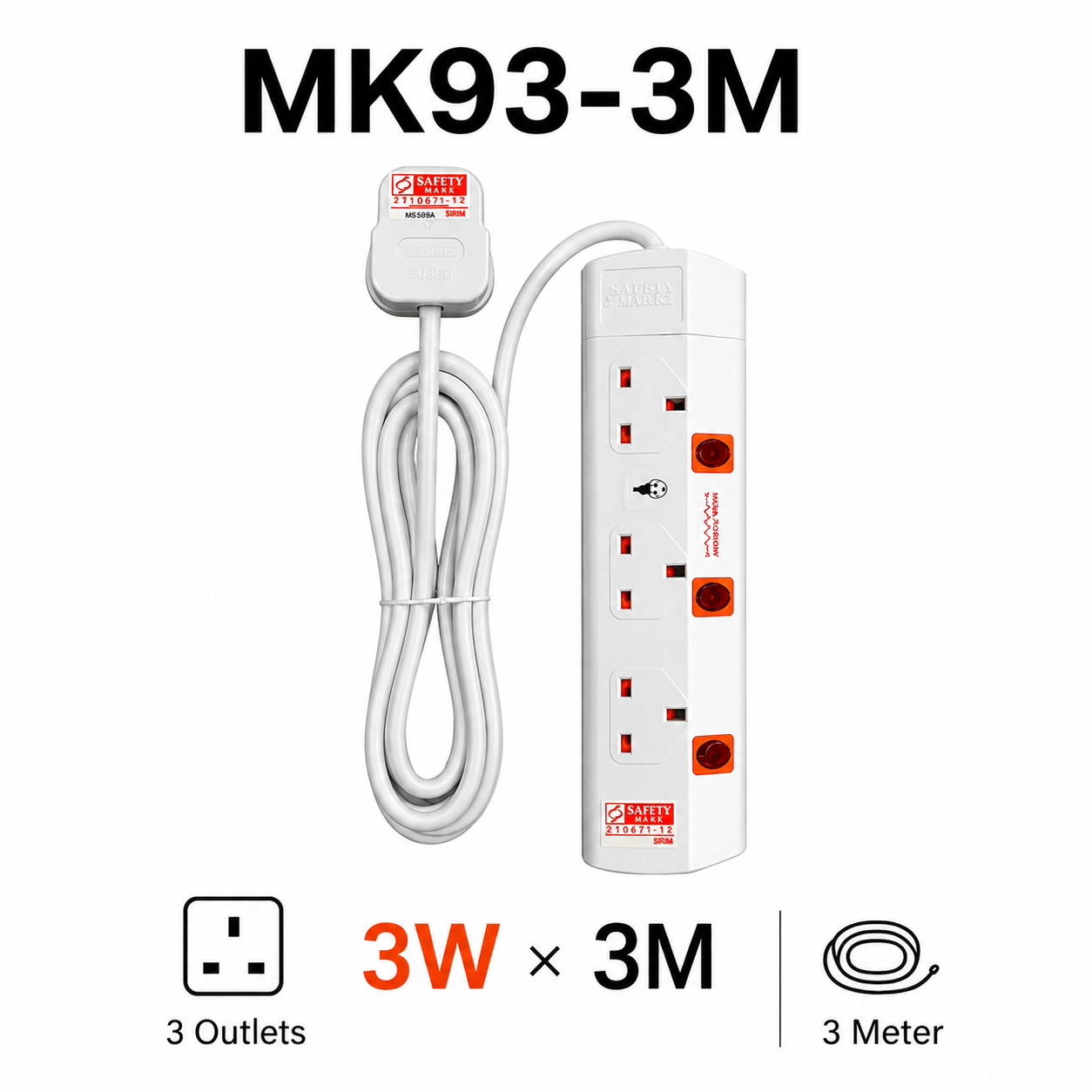 d612eac1f66d9ffb8bc96cf827513ce5 EXTENSION CORD MK93-3M,3WX3M - Image 1