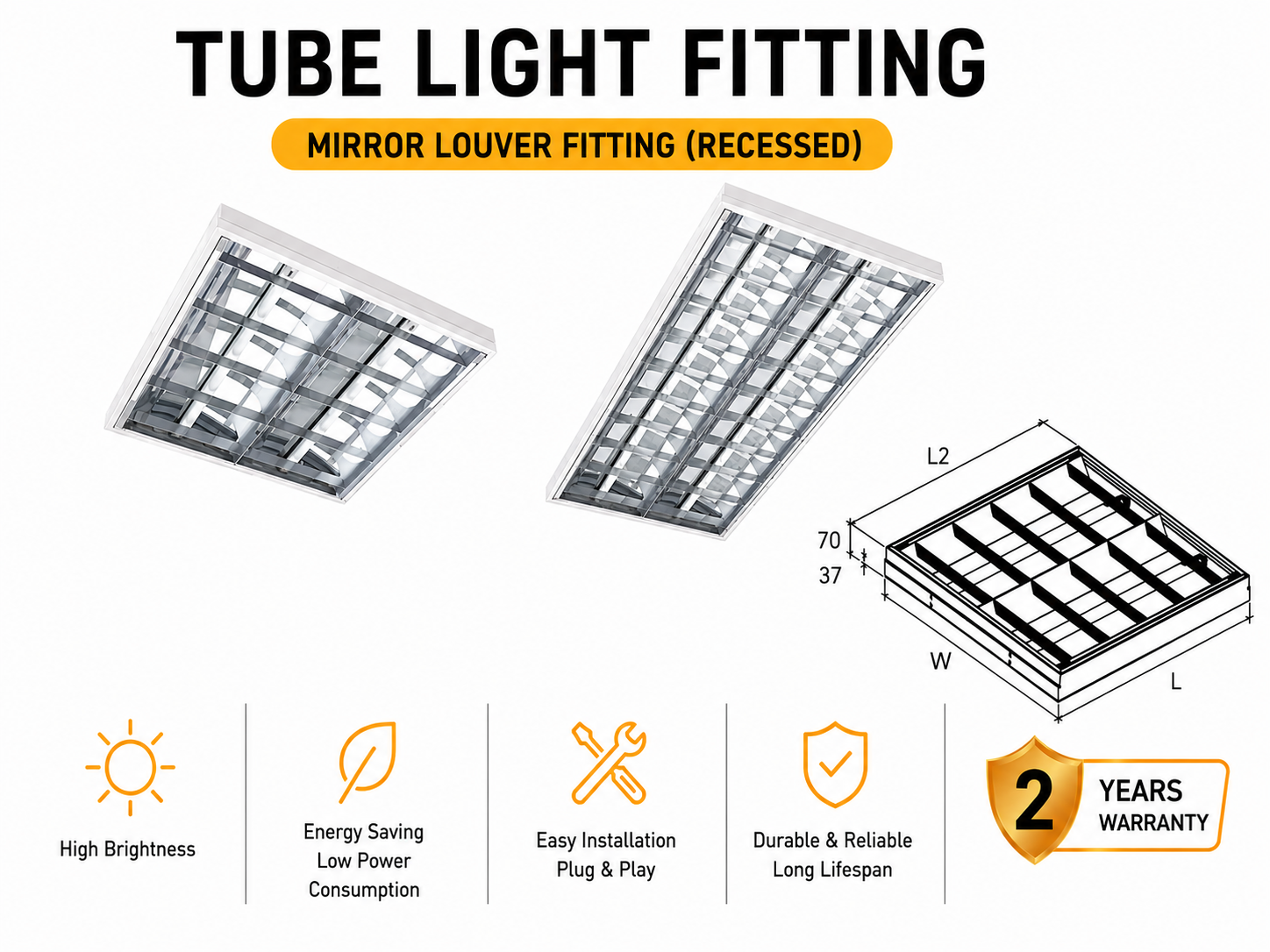 974f200e-7595-48af-8819-4df3f55e2869 Mirror Louver Fitting (Recessed) - Image 1