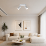 GU10 Surface Mounted Downlight Fitting – Double Head (White / Black) - Image 2
