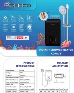 Decco Instant Shower Heater with Handshower Coral 3 - Image 2