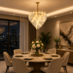 Luxury Feather Glass Chandelier – 18282/400 Gold Pendant Light - Image 2