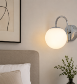 Modern Glass Globe Wall Light – Silver Finish - Image 2
