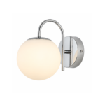 Modern Glass Globe Wall Light – Silver Finish