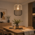 Modern Two-Tone Wire Cage Pendant Light | White & Black - Image 2