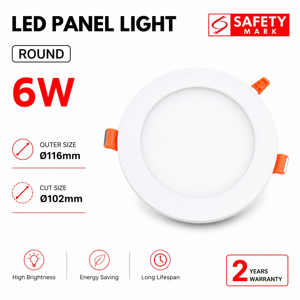 6W PLST ROUND 6W DOWNLIGHT WITH SAFETY MARK - Image 1