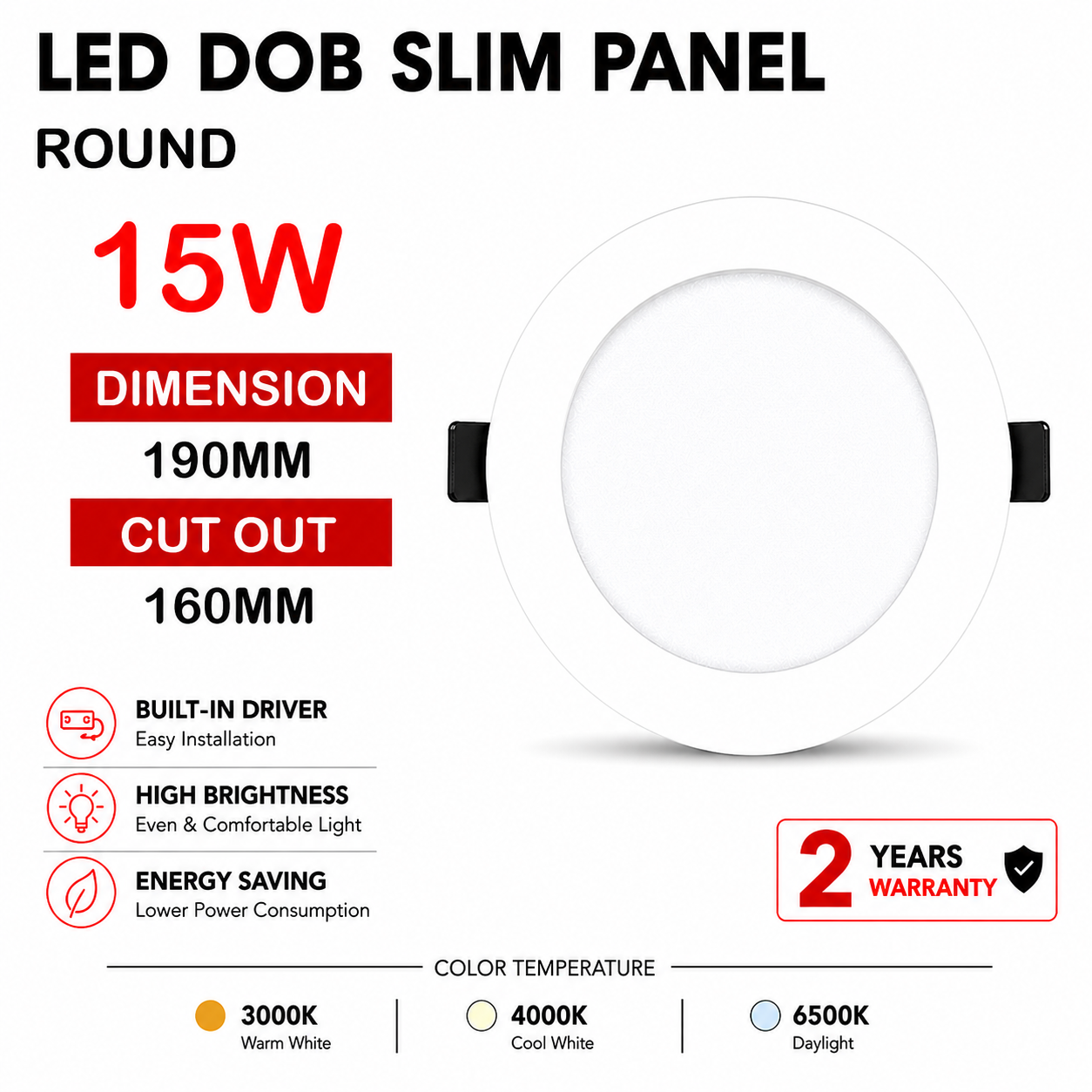 7bd9c094-e3ee-4f38-9ee6-62fb87add0ff Lighting Hub DOB Downlight 15W (Round) - Image 1