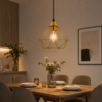 Geometric Wire Pendant Light | Gold Finish - Image 2