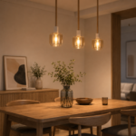 Modern Glass Pendant Light | White & Wood Finish - Image 2