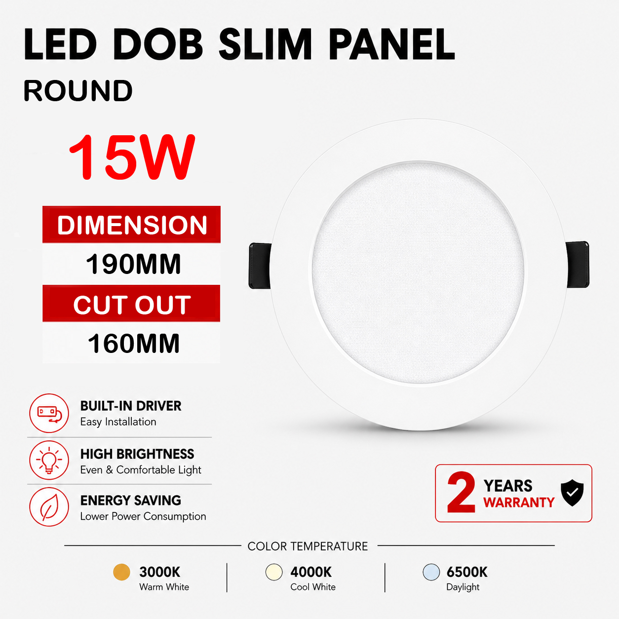 RD 15W Lighting Hub DOB Downlight 15W (Round) - Image 1