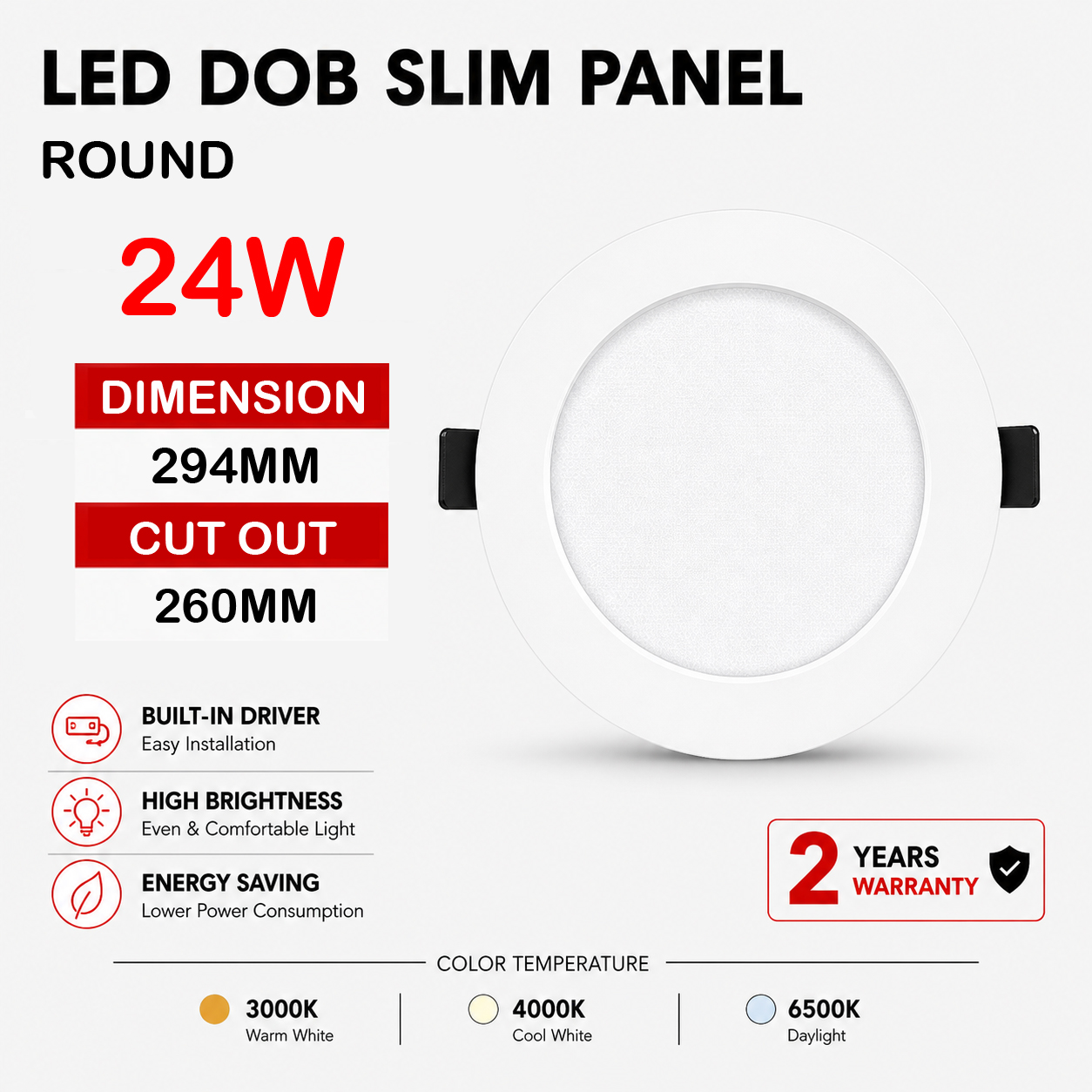 RD 24W Lighting Hub DOB Downlight 24W (Round) - Image 1