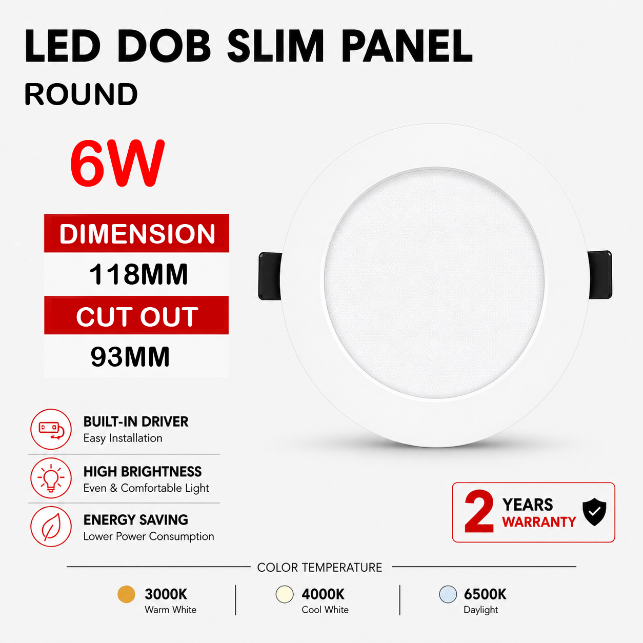RD 6W Lighting Hub DOB Downlight 6W (Round) - Image 1