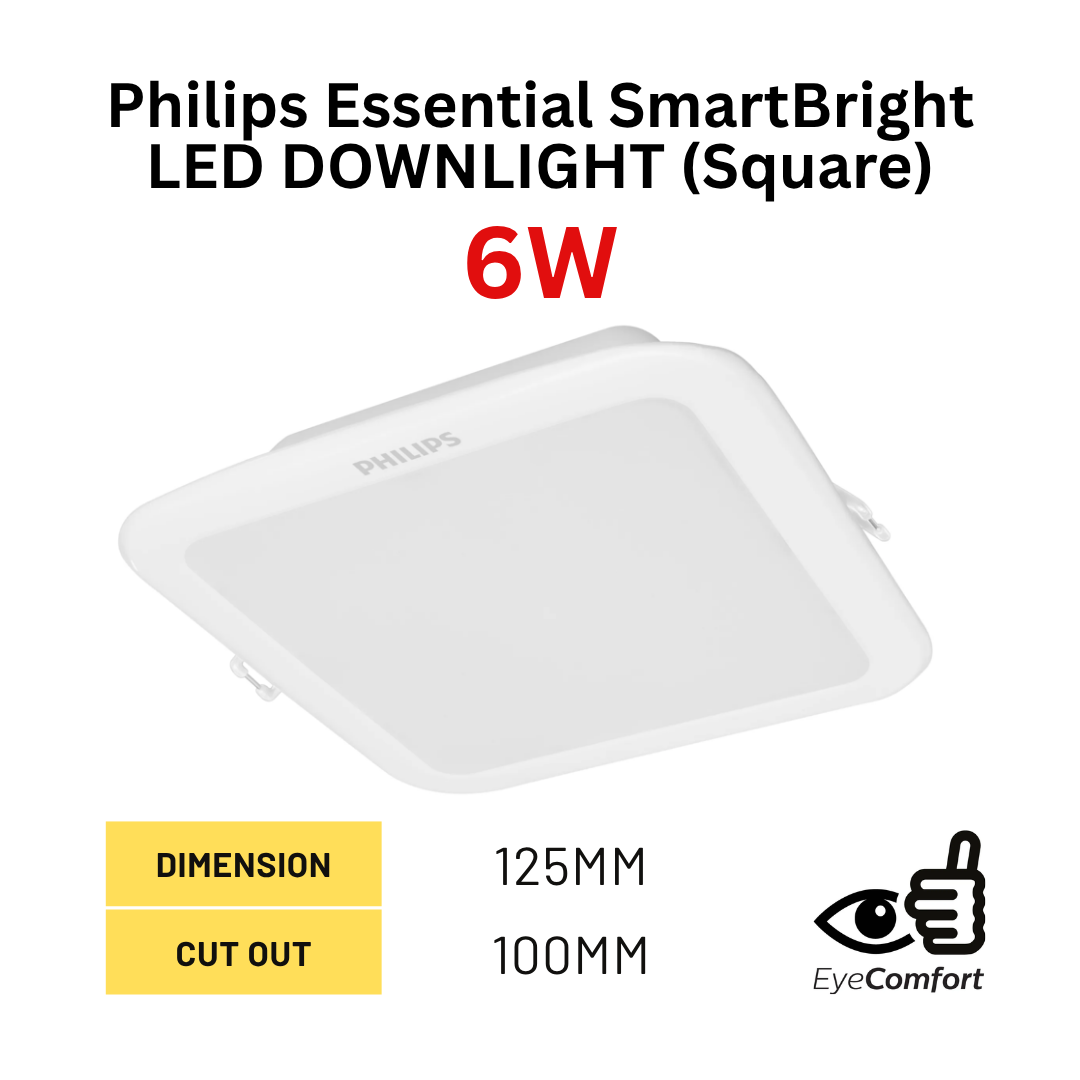 SQUARE 6W Philips LED Recessed Downlight 6W (Square) - Image 1