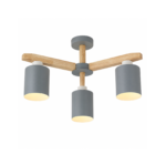 Modern Ceiling Light | Grey & Wood Finish