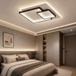 Modern LED Geometric Ceiling Light – Black & White - Image 2