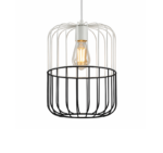 Modern Two-Tone Wire Cage Pendant Light | White & Black