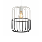 Modern Two-Tone Wire Cage Pendant Light | White & Black