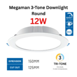 Megaman 3-Tone 12W Downlight Round